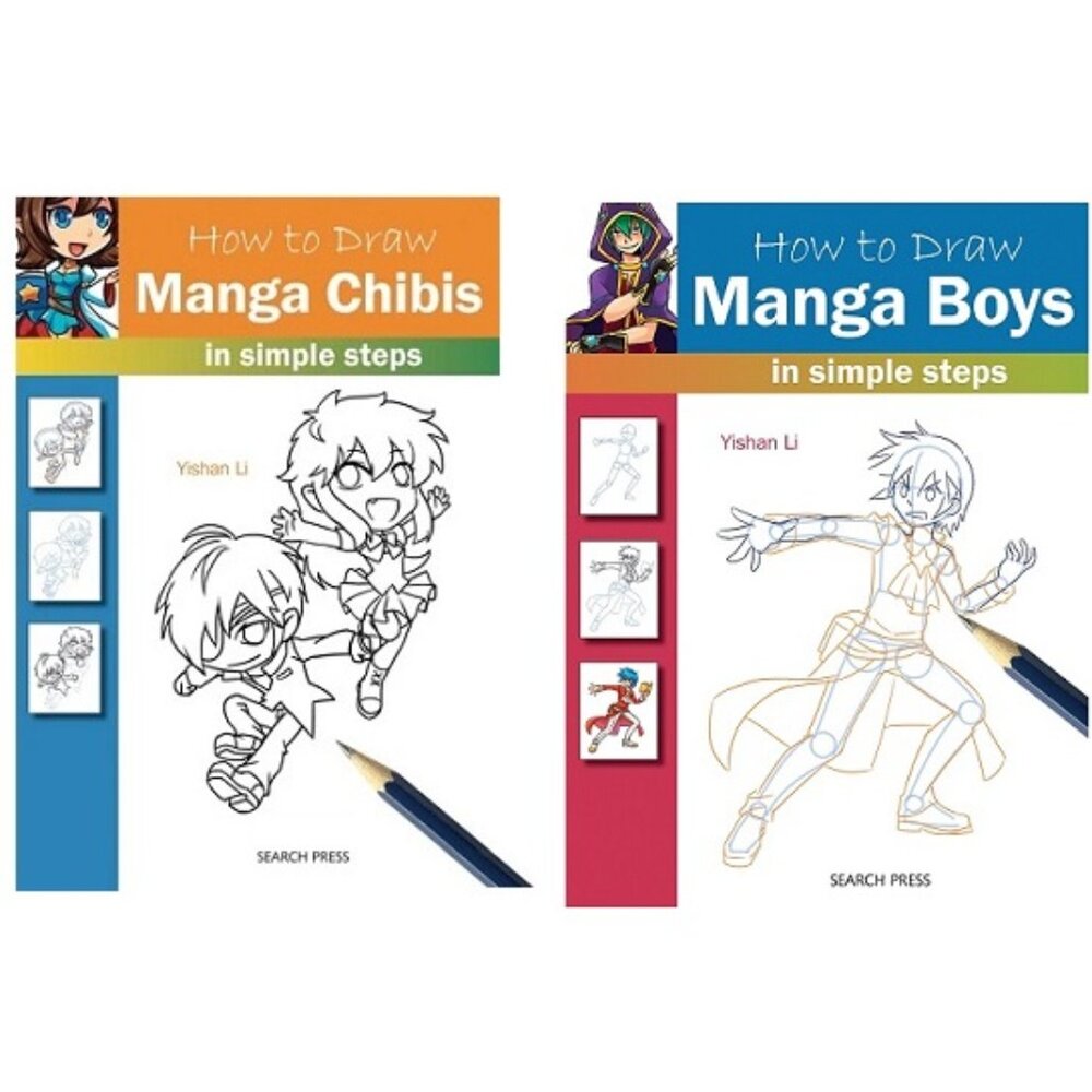 2 Books - How to Draw Manga "Chibis & Boys" In Simple Steps Books